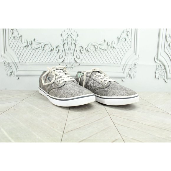 Vans Gray Atwood Floral Paisley Canvas Low Top Skate Sneakers Size 7 - Picture 3 of 9